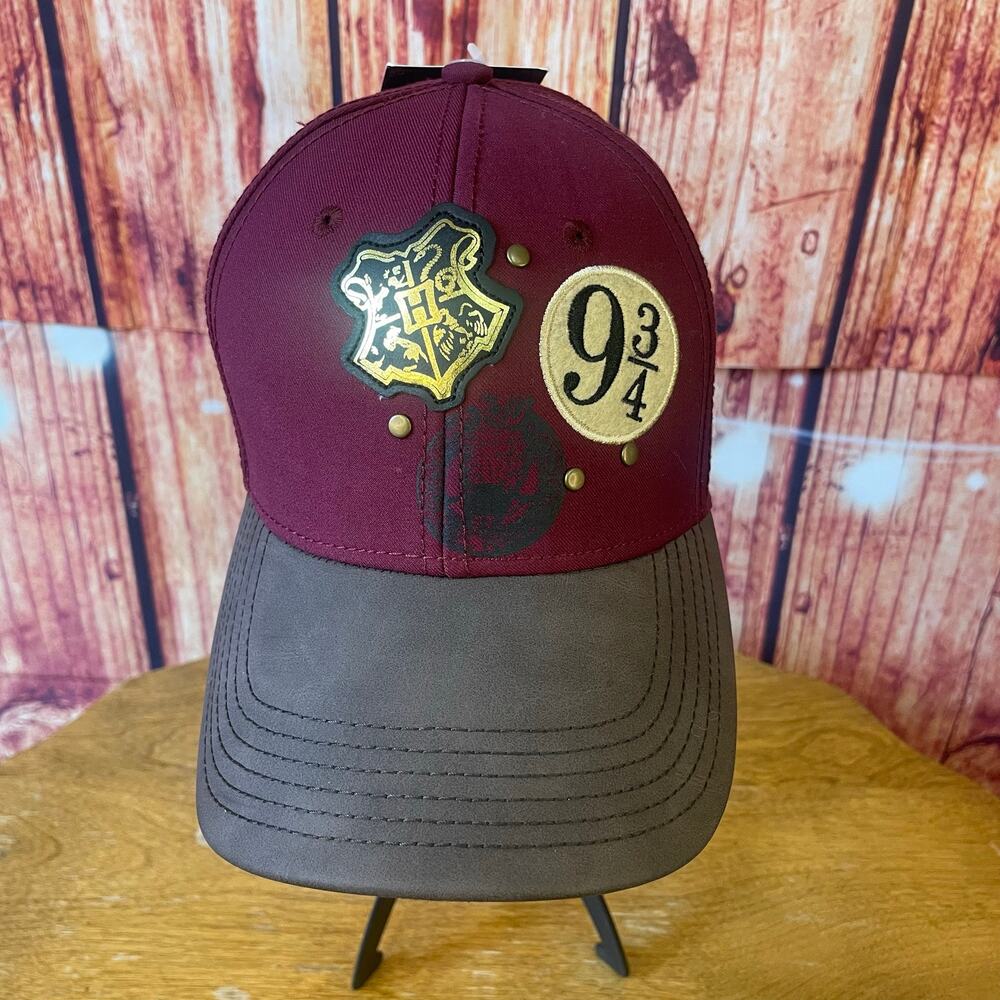 NWT Harry Potter 9 3/4 Embellished Patch Hat Burgundy Brown Adjustable OSFM